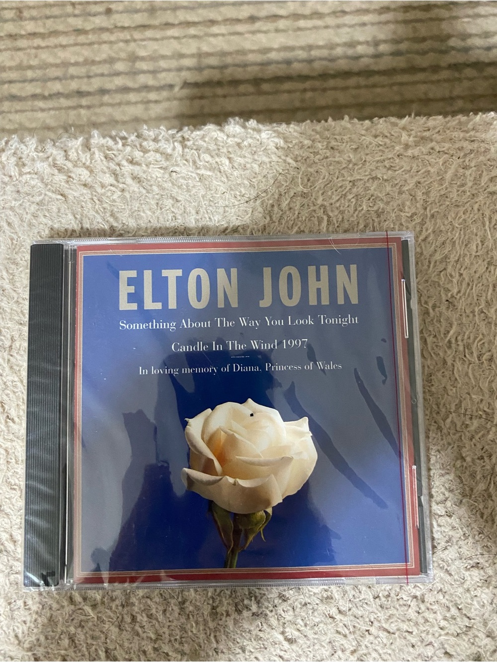 Elton John CD Single - White Rose on Blue Cover